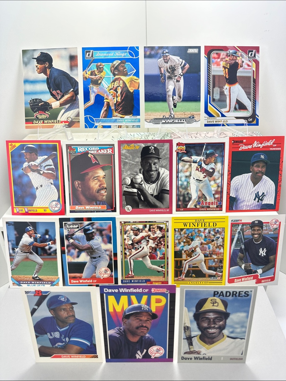 Dave Winfield lot of 17 (Padres, Yankees, Angels, Blue Jays, Twins)